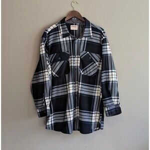 Wrangler Size XL Fleece Shirt Mens Plaid Jacket Blue Extra Large White Shacket